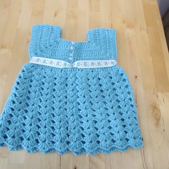 Taller de ABU handmade blue baby dress (crochet) - Picture 8 of 13